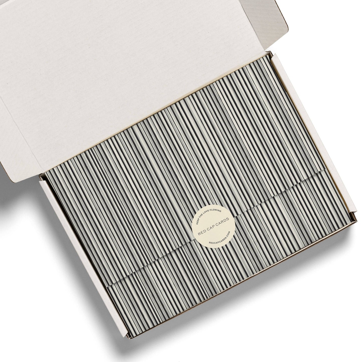 Red Cap Cards • Black Stripe Tissue Paper