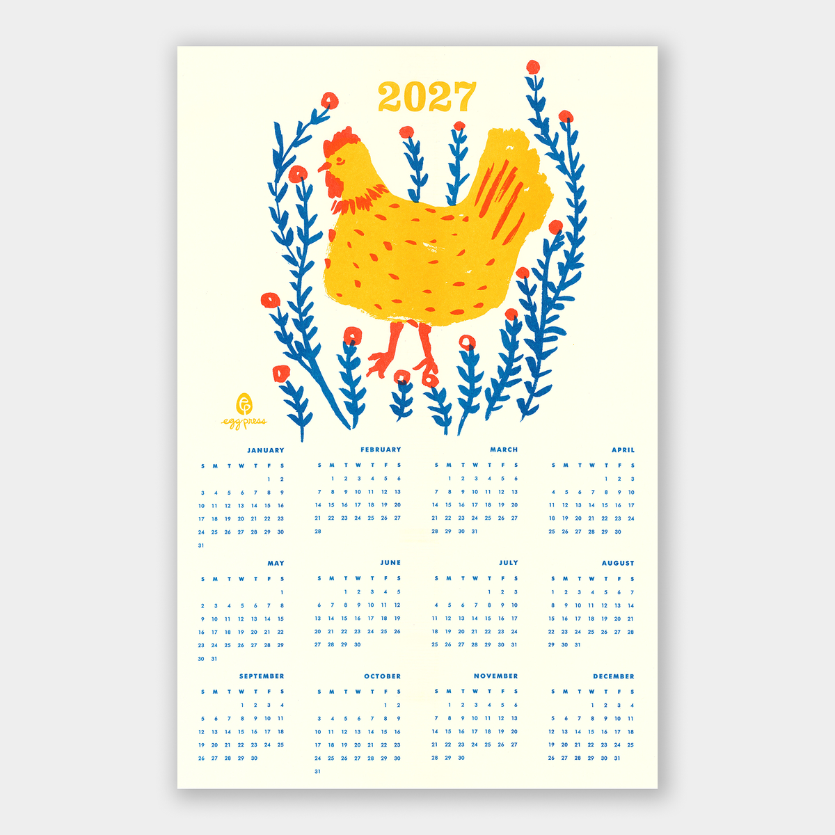Egg Press • 2027 Calendar - Chicken