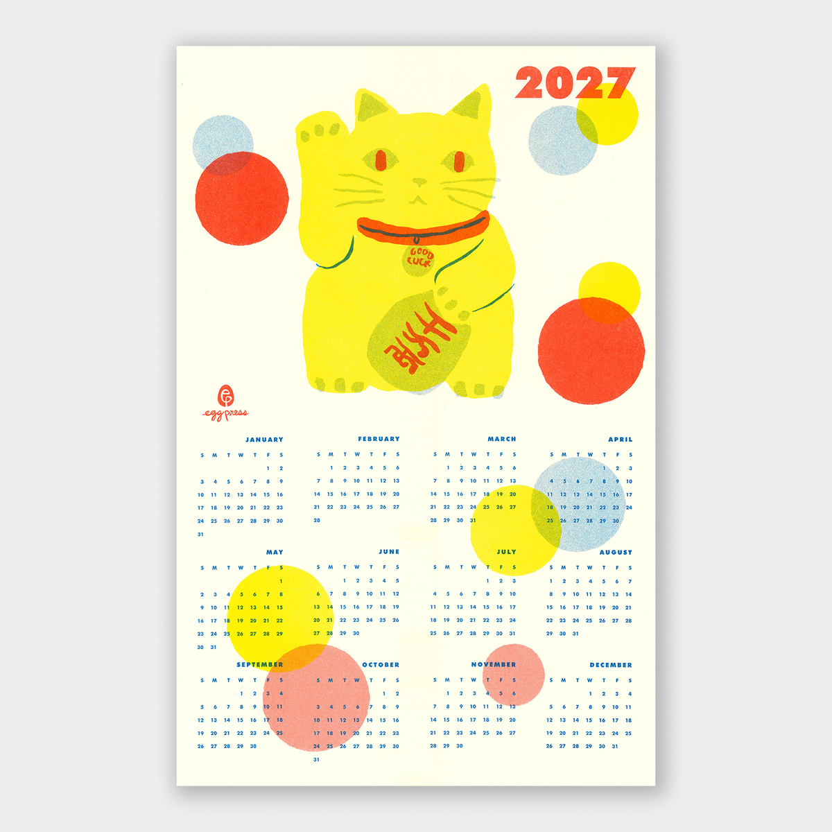 Egg Press • 2027 Calendar - Lucky Cat
