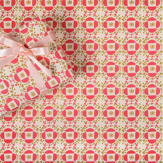 Regaro Papiro • Red Flower Tile Wrapping Paper