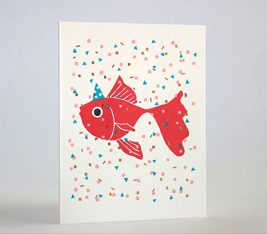 Egg Press x. Fugu Fugu • Letterpress Card - Goldfish Party