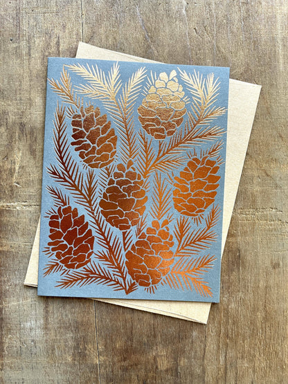 Katharine Watson • Foil-Stamped Card - Pinecones