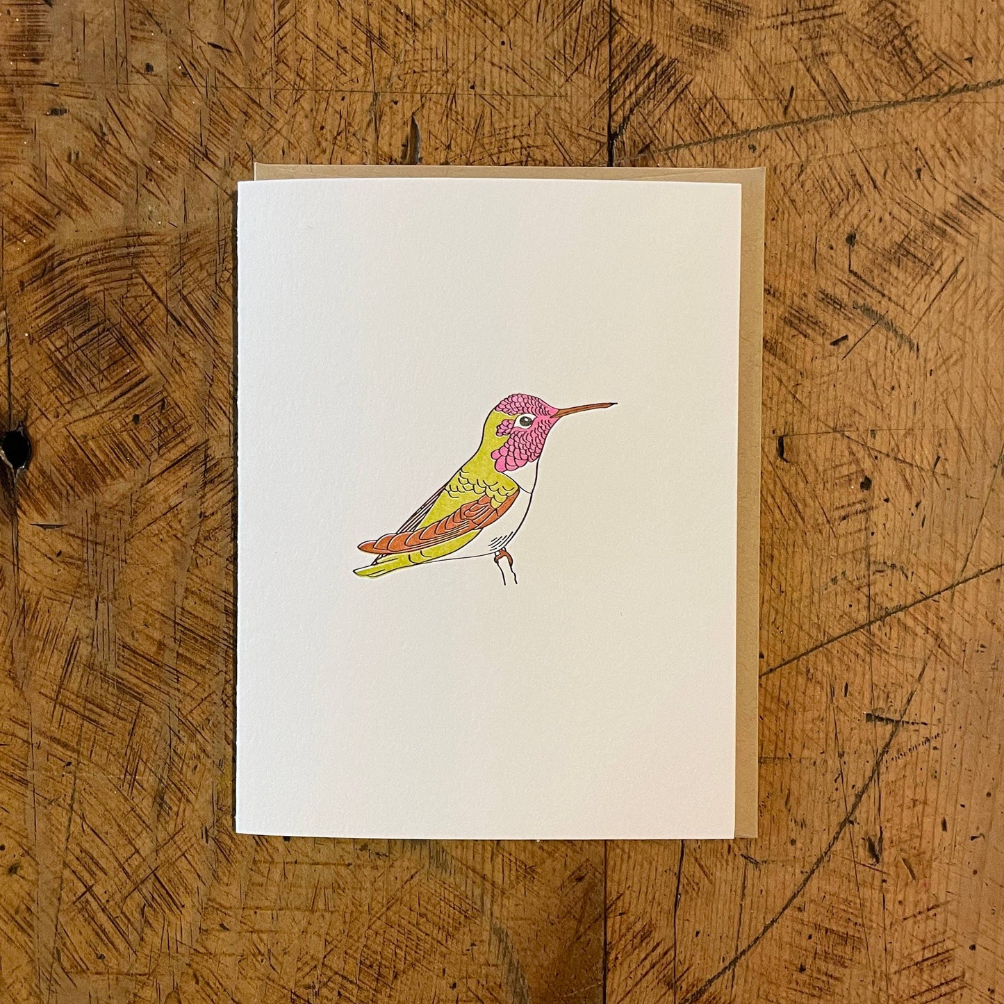 Green Bird Press • Letterpress Hummingbird Card