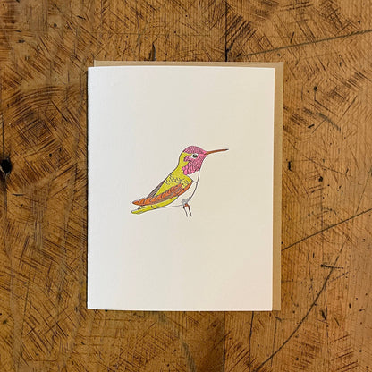 Green Bird Press • Letterpress Hummingbird Card