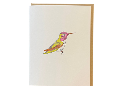Green Bird Press • Letterpress Hummingbird Card
