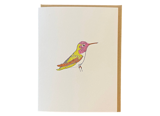 Green Bird Press • Letterpress Hummingbird Card
