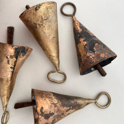 Fort & Field • Brass Bell Ornament - teal velvet