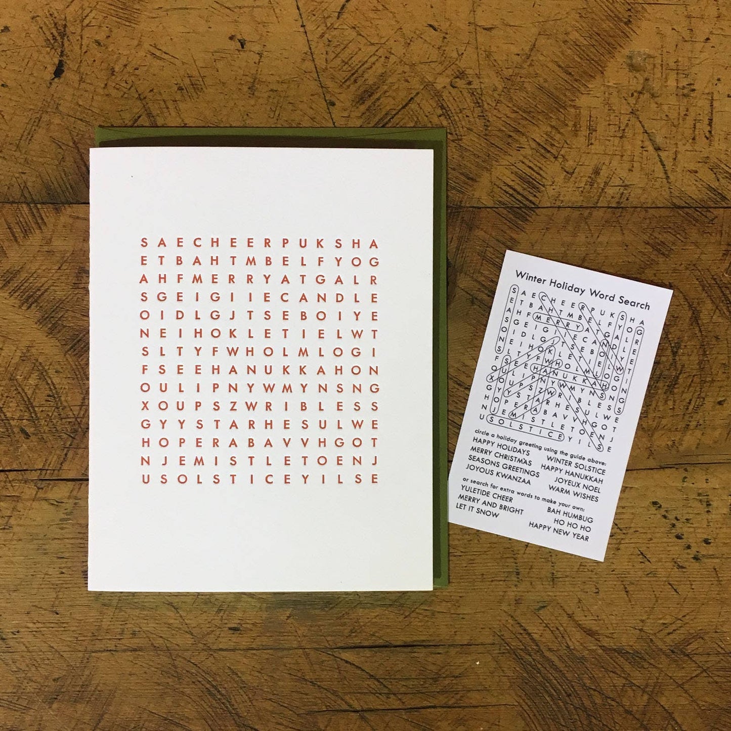 Green Bird Press • Letterpress Holiday Word Search