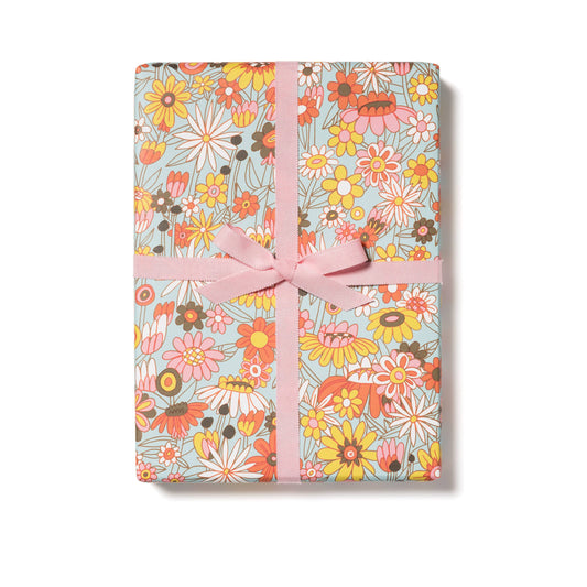 Red Cap Cards / Groovy Bloom wrapping paper