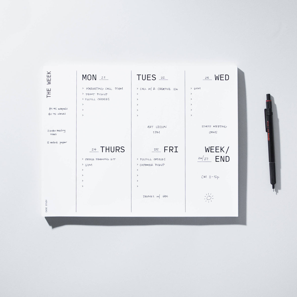 Case Study • Large Weekly Desk Planner