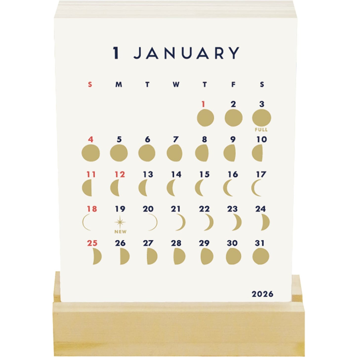 Moon Phase 2026 Desk Calendar