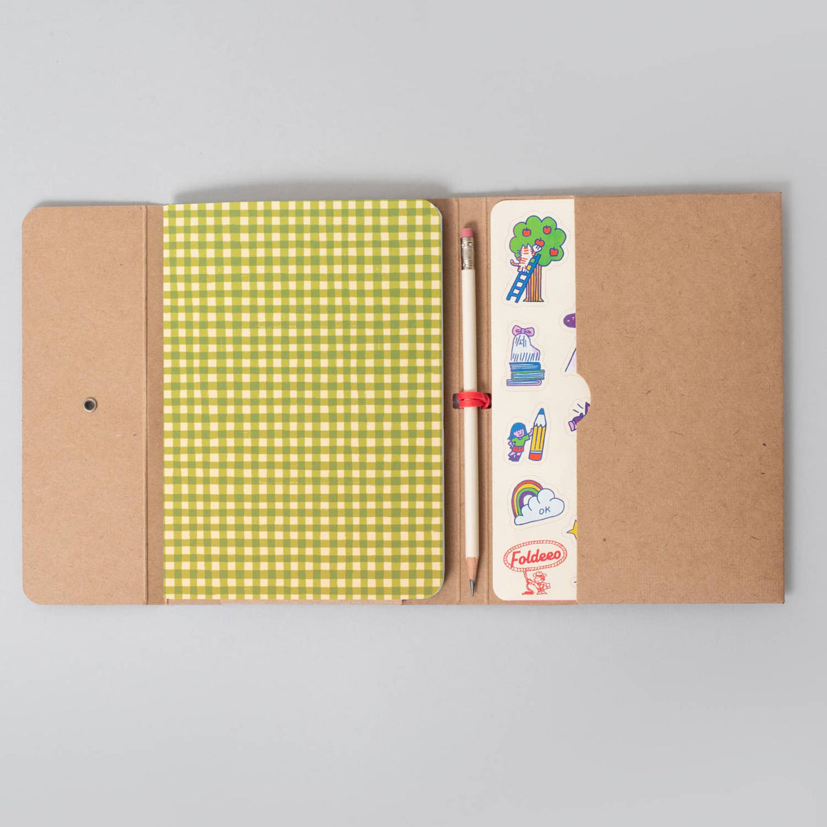 Egg Press x. Hello!Lucky • Foldeeo Notebook - Green Gingham