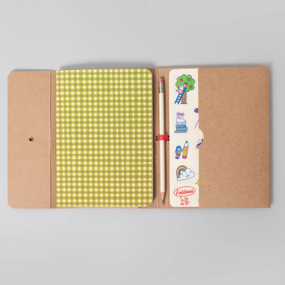 Egg Press x. Hello!Lucky • Foldeeo Notebook - Green Gingham