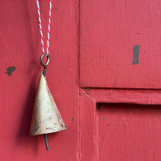 Fort & Field • Brass Bell Ornament - striped twine