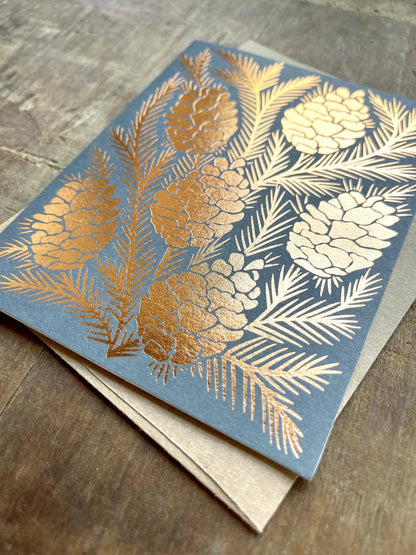 Katharine Watson • Foil-Stamped Card - Pinecones