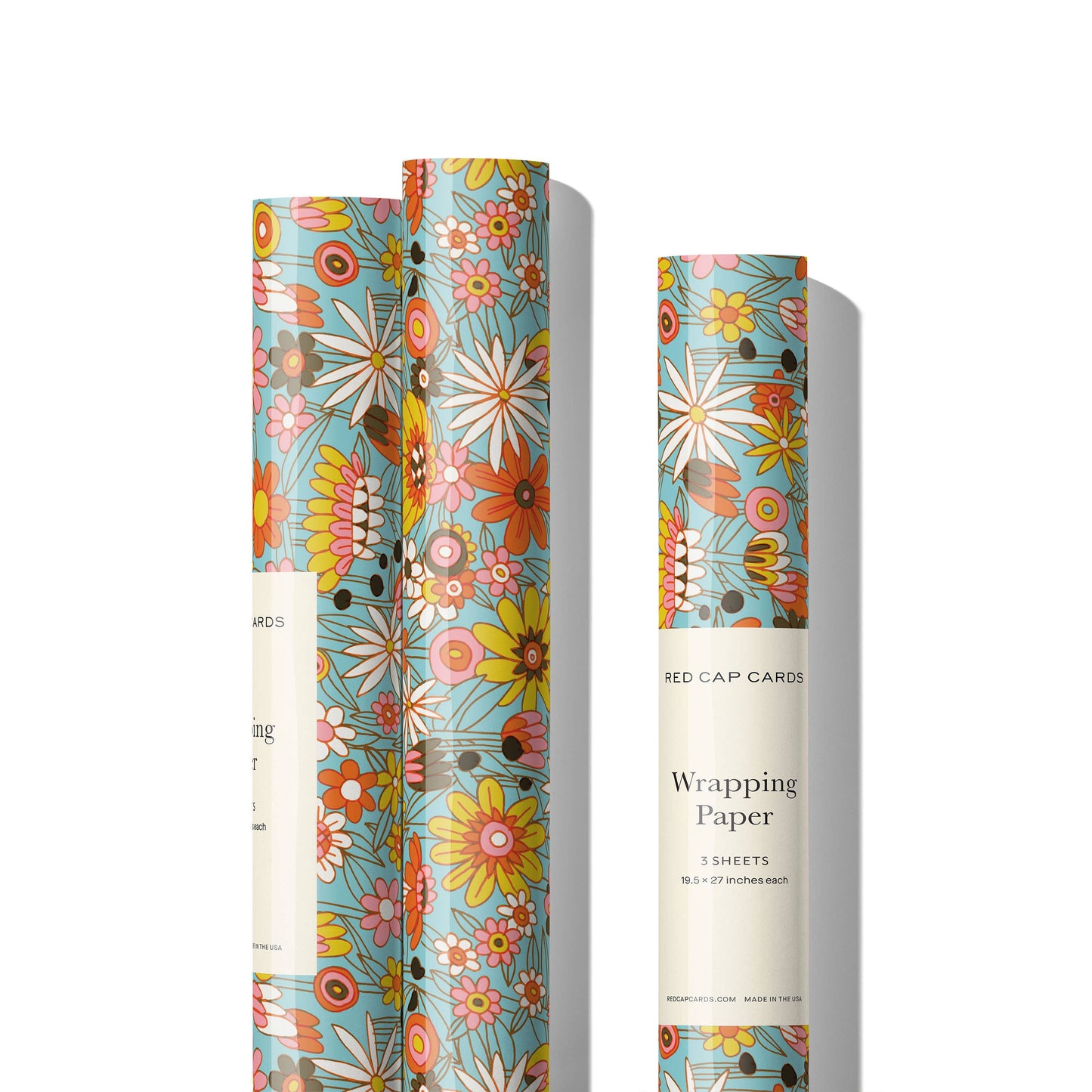 Red Cap Cards / Groovy Bloom wrapping paper