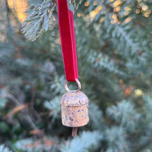 Fort & Field • Brass Bell Ornament - red velvet